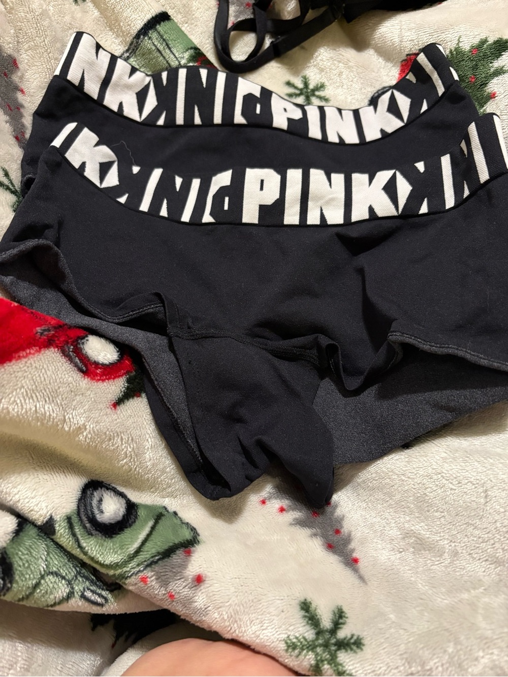 PINK Victoria's Secret Black Logo Waistband Boyshorts (Set of 2)